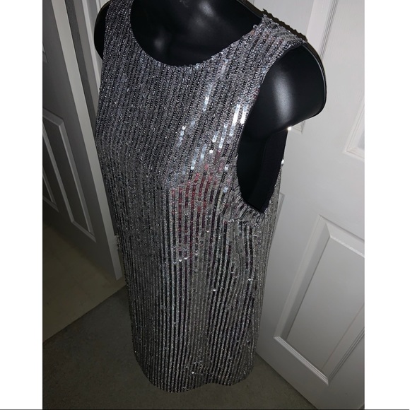 Alice & Olivia Silver Dot Sequined Shift Dress—NWT - Picture 8 of 15